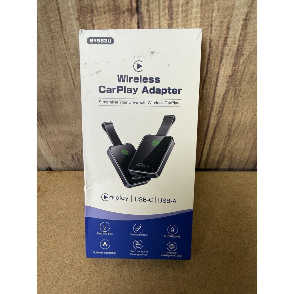 BY963C Wireless CarPlay Adapter USB-C USB-A Plug and Play Fast Connection